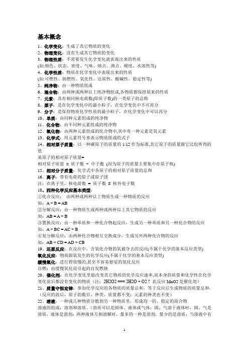 浙教版科学化学基本知识点