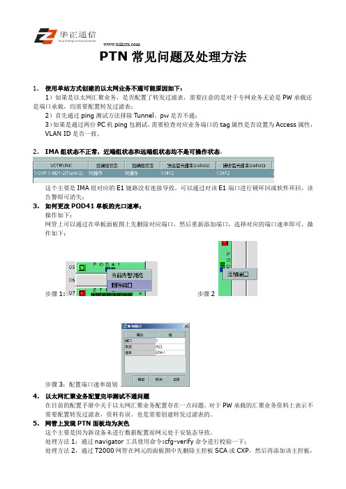 PTN常见问题及处理方法