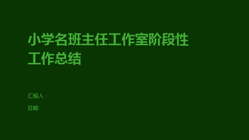 小学名班主任工作室阶段性工作总结