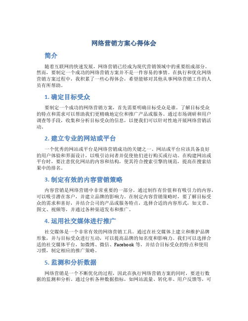 网络营销方案心得体会