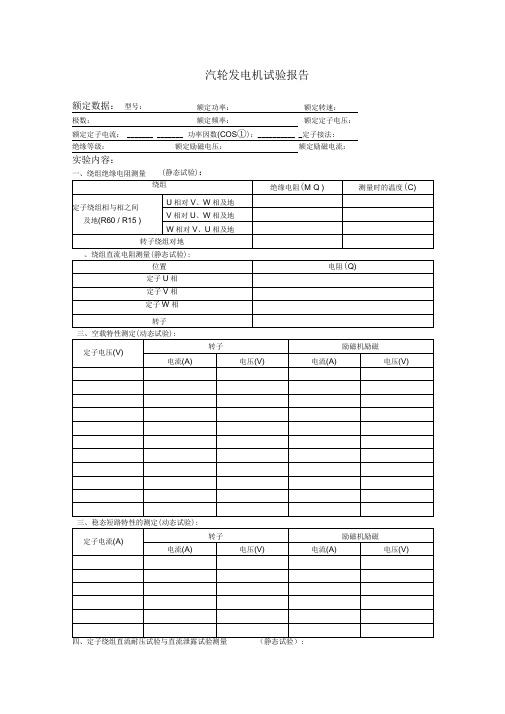 汽轮发电机试验报告