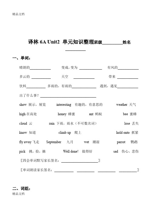 最新6A-unit2知识点归纳资料