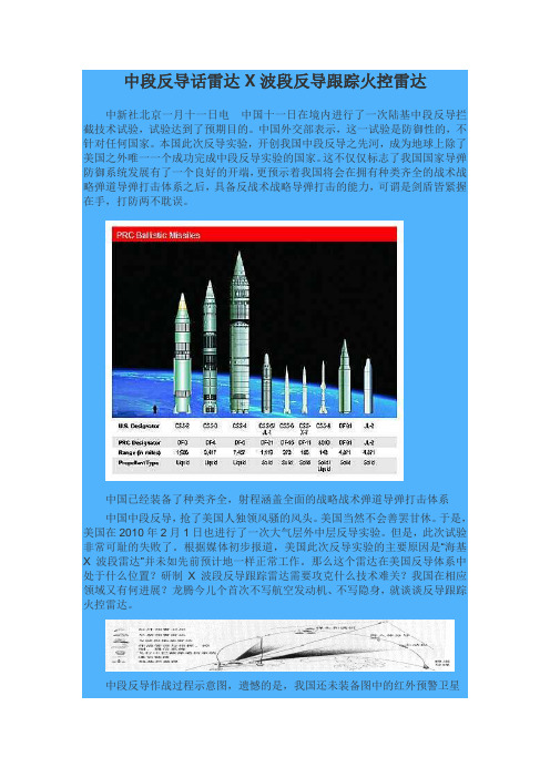 中段反导话雷达X波段反导跟踪火控雷达