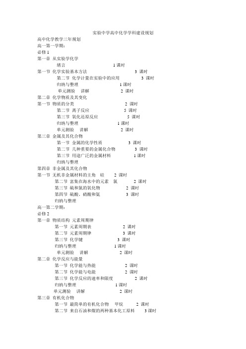 实验中学高中化学学科建设规划