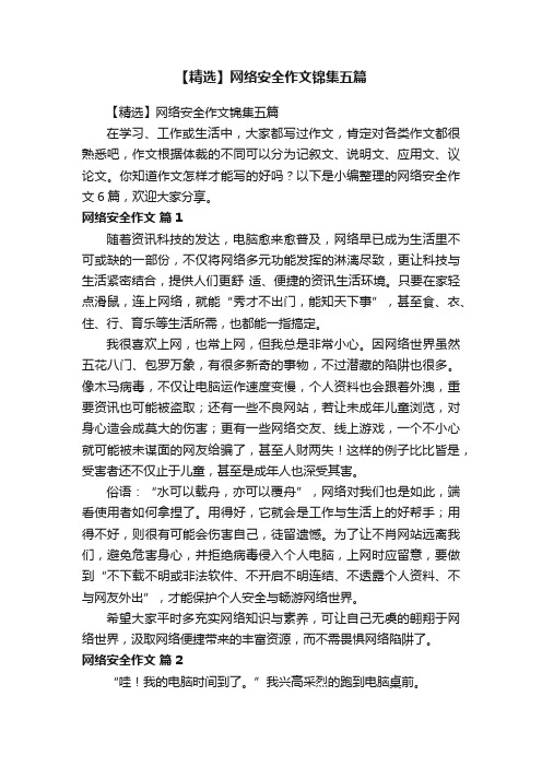 【精选】网络安全作文锦集五篇