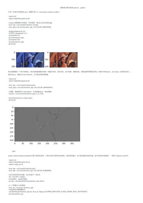 图像角点特征检测-opencv、python