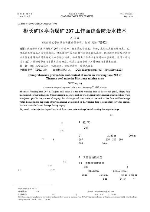 彬长矿区亭南煤矿207工作面综合防治水技术