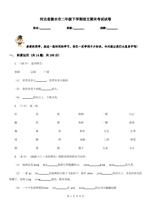 河北省衡水市二年级下学期语文期末考试试卷