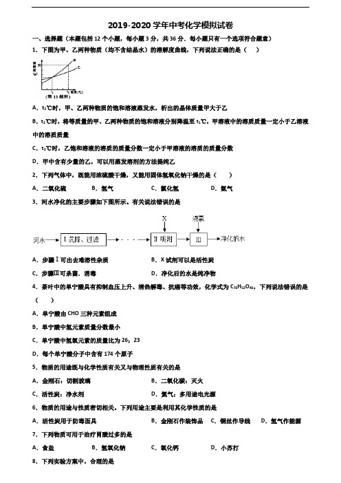 (3份试卷汇总)2019-2020学年江苏省宿迁市中考化学调研试题