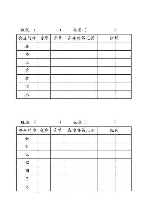 2017部编版一年级下册-音序查字典