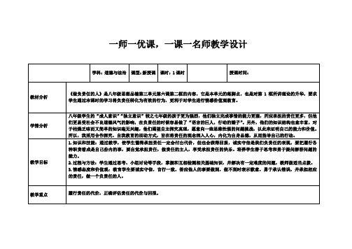 新人教版八年级道德与法治上册《3单元 勇担社会责任  第6课 责任与角色同在  做负责任的人》优质课教案_15