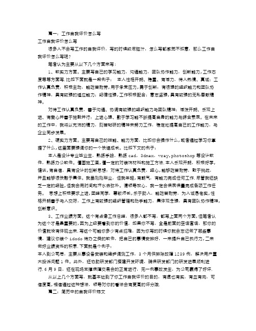 工作自我评价范文(共6篇)