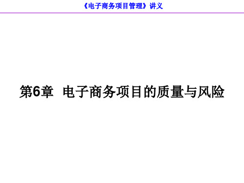 《电子商务项目管理》第6章：电子商务项目的质量与风险