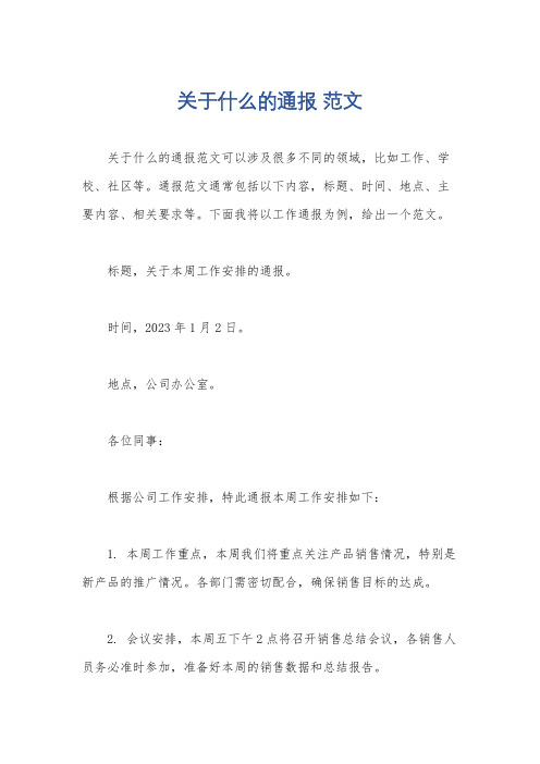 关于什么的通报 范文