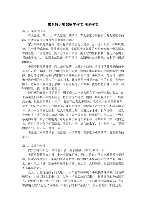 家乡的小溪550字作文_周记作文