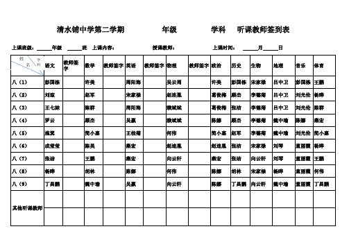 九年级任课教师统计表