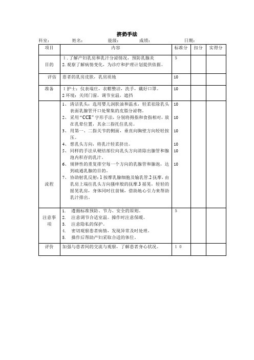 挤奶手法