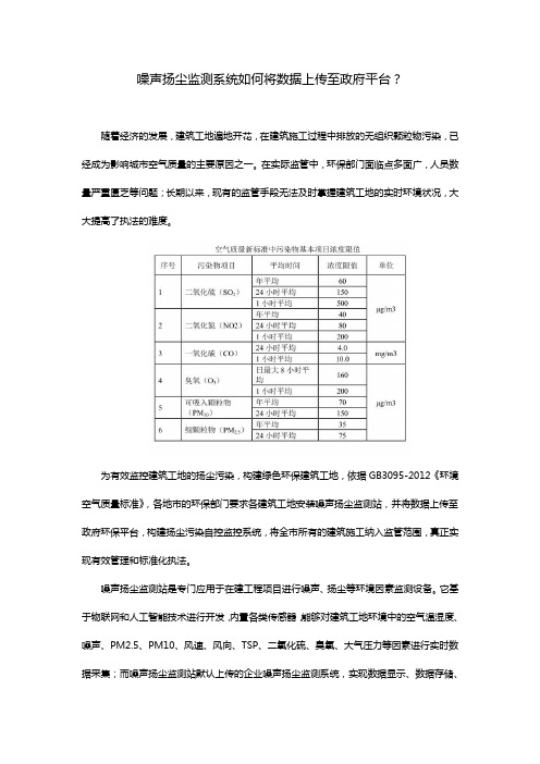 噪声扬尘监测系统如何将数据上传至政府平台?