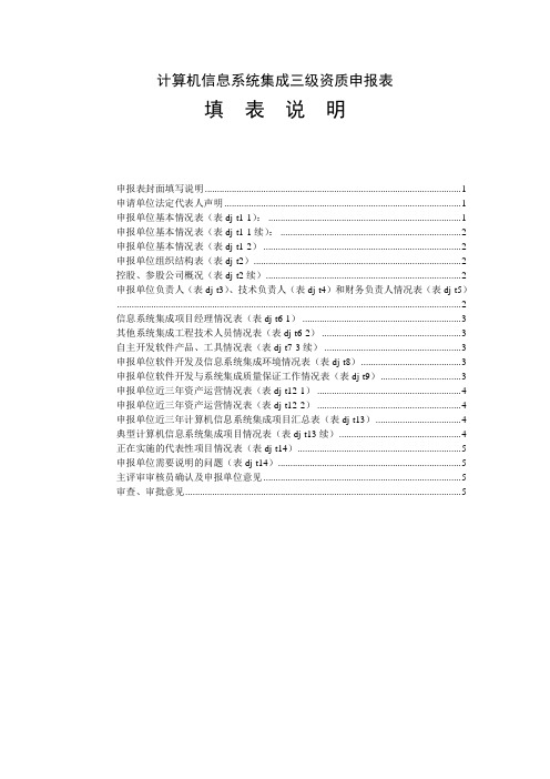 计算机信息系统集成一级资质申报表