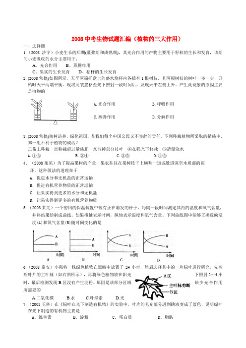 2008年九年级生物中考试题分类汇编人教版_11全国通用