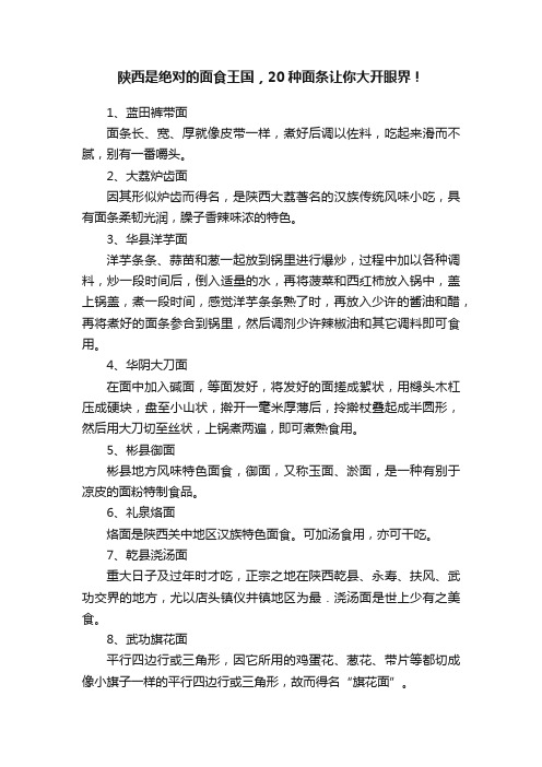 陕西是绝对的面食王国，20种面条让你大开眼界！