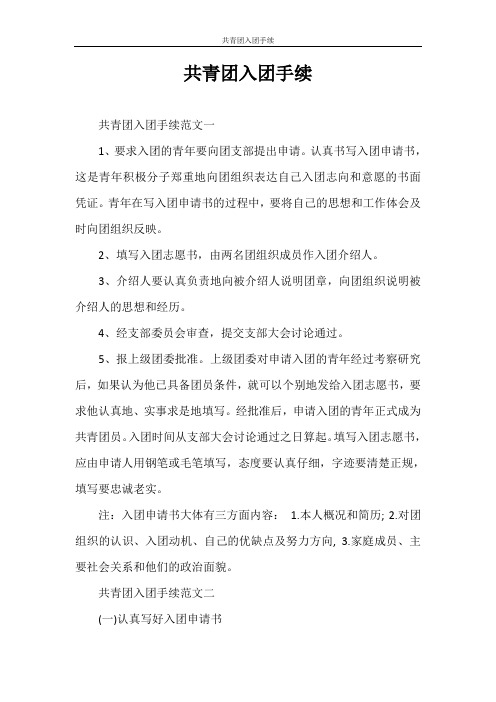 入团申请书 共青团入团手续