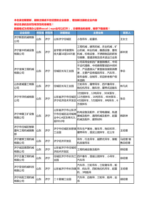 2020新版山东省济宁起重机械工商企业公司名录名单黄页联系方式大全45家