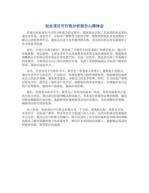 创业项目可行性分析报告心得体会