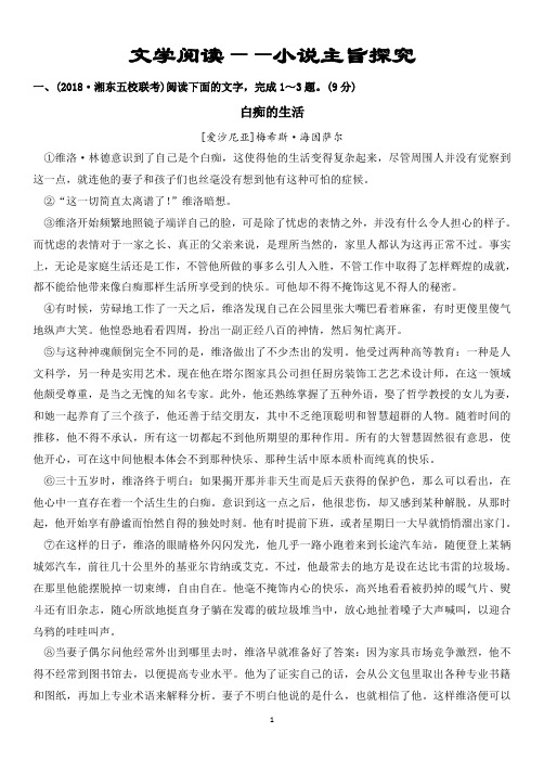 精品 小说 主旨探究练习题(含答案)