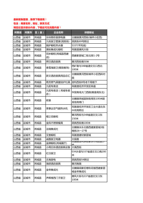 新版山西省运城市芮城县厨卫电器企业公司商家户名录单联系方式地址大全64家