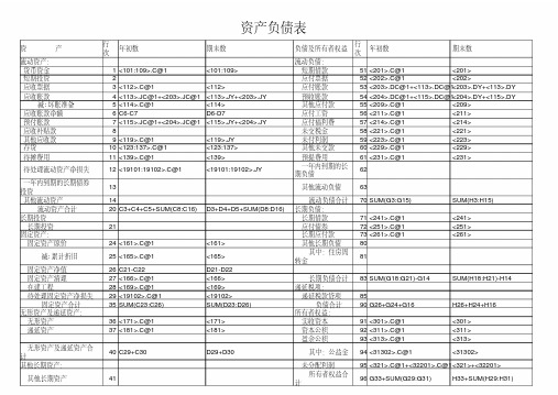 金蝶财务报表公式