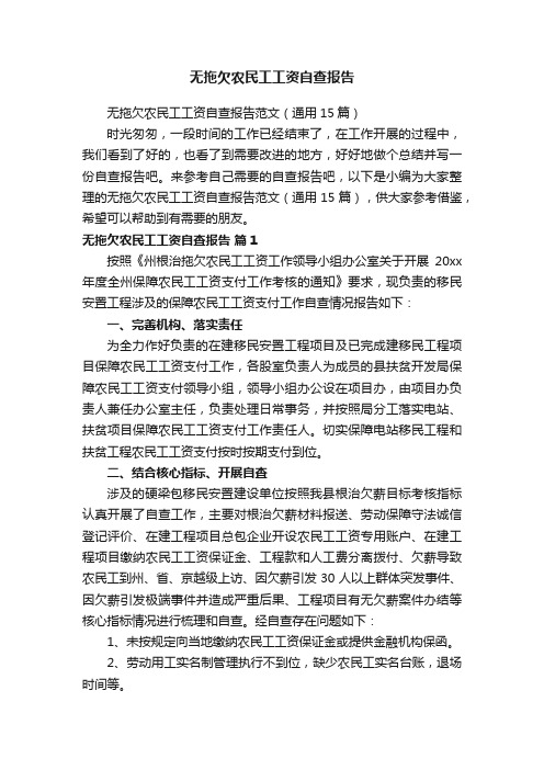 无拖欠农民工工资自查报告