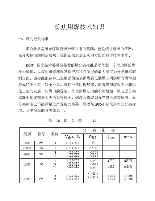 炼焦用煤技术知识