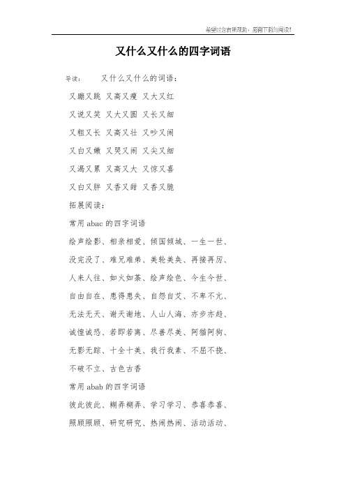 又什么又什么的四字词语