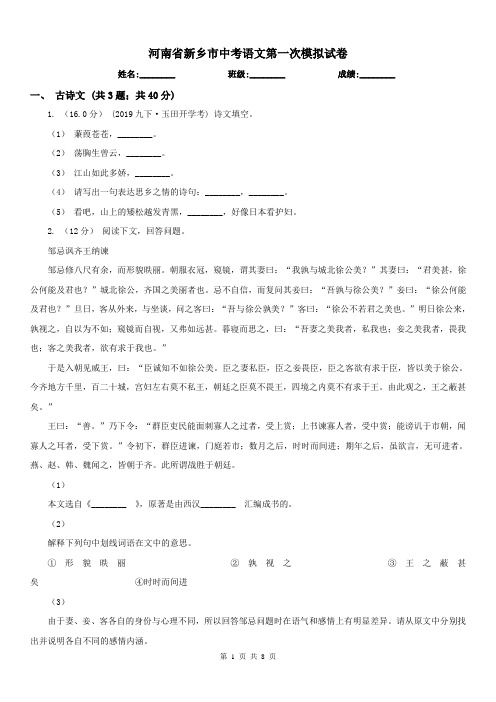 河南省新乡市中考语文第一次模拟试卷