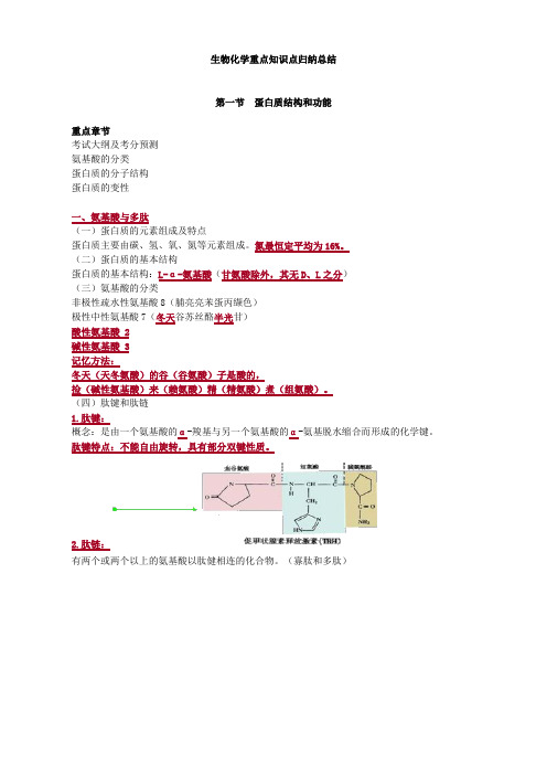 生物化学重点知识点归纳总结