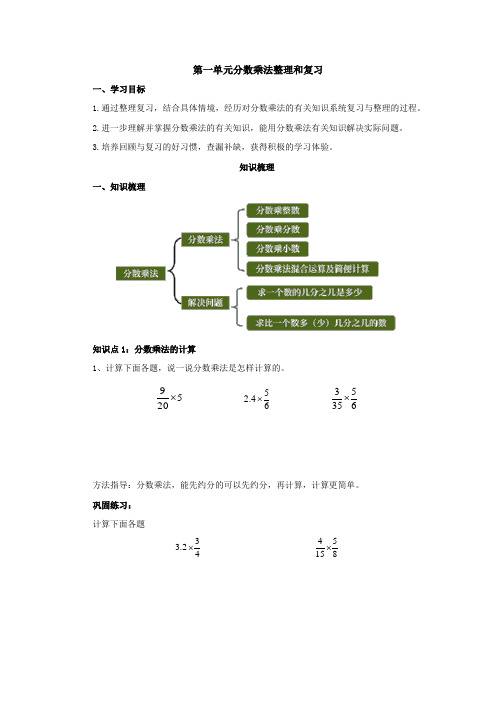 第一单元整理和复习 导学案 2022-2023学年六年级数学上册-人教版(含答案)