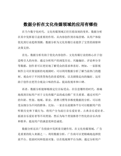 数据分析在文化传媒领域的应用有哪些