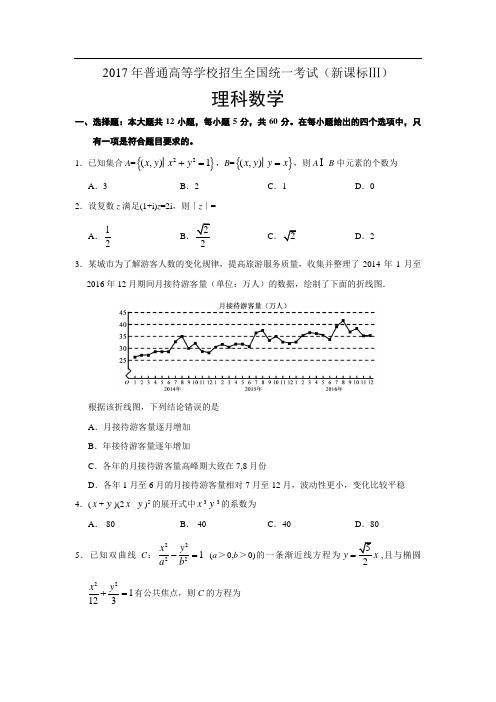 (完整word版)2017全国三卷理科数学高考真题及答案