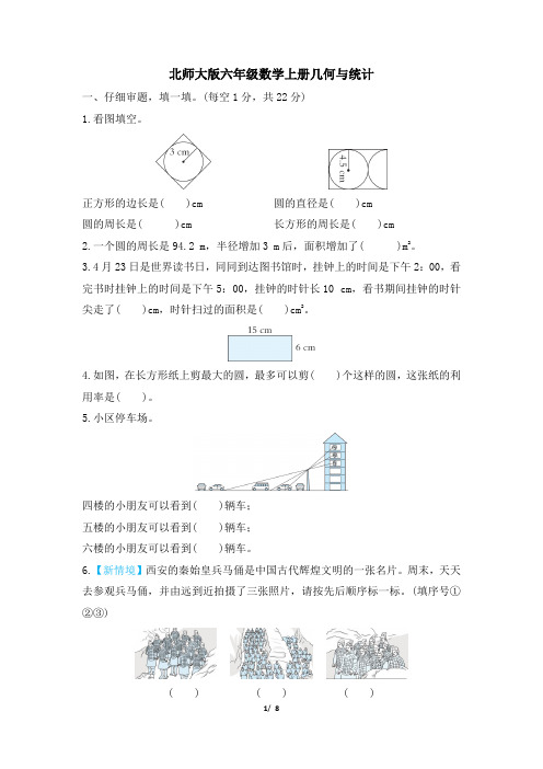 北师大版六年级数学上册期末专项  几何与统计 精品试卷附答案