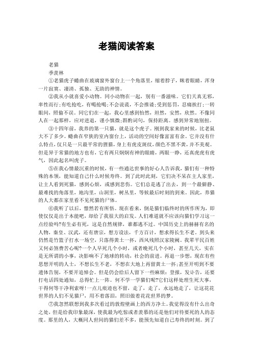 老猫阅读答案