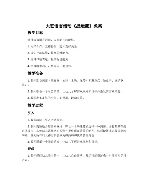 大班语言活动《捉迷藏》教案