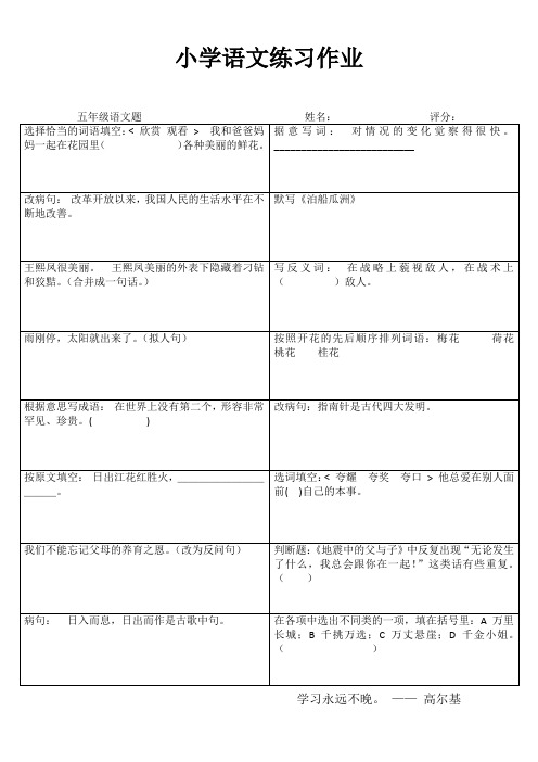 小学语文课堂自评练习I (40)