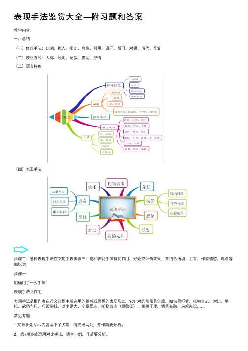 表现手法鉴赏大全—附习题和答案