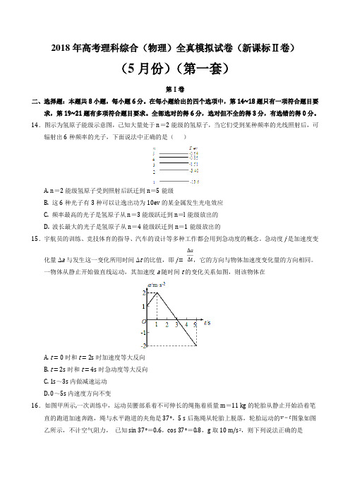 2018年高考物理全真模拟题(新课标Ⅱ卷)(5月)(第一练)(原卷版)
