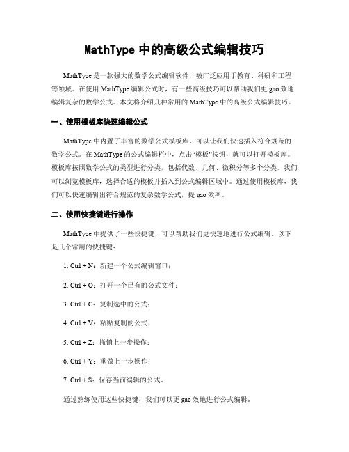 MathType中的高级公式编辑技巧