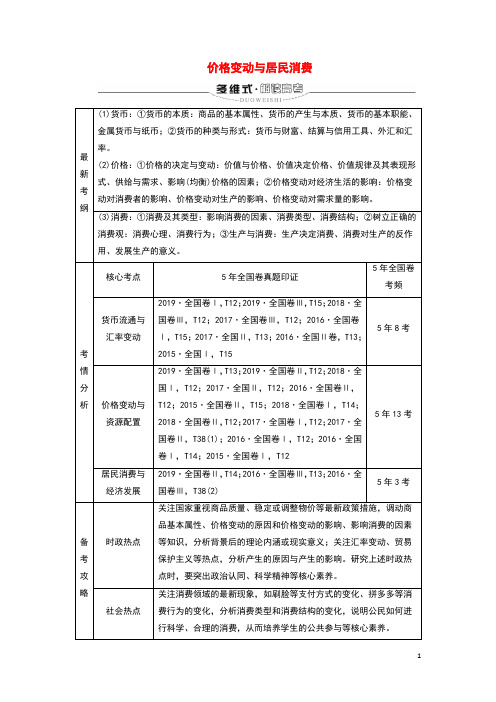 2020届高考政治二轮复习第1部分专题整合突破专题1价格变动与居民消费第1课时客观题满分固本教