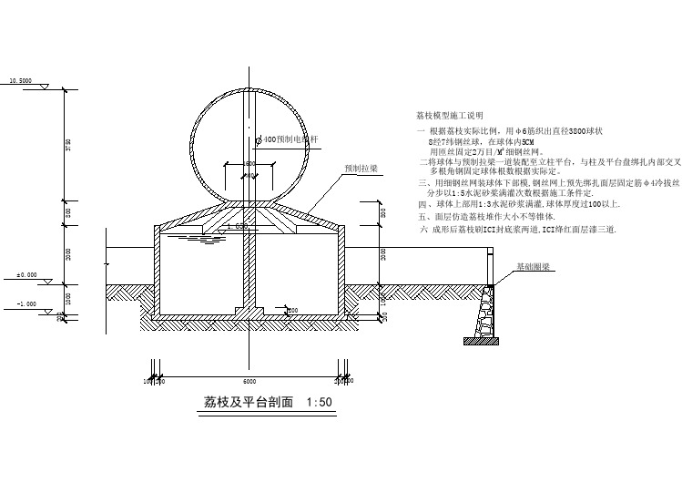 【设计图纸】农业现代化示范区景观施工图-荔枝及平台剖面(精选CAD图例)