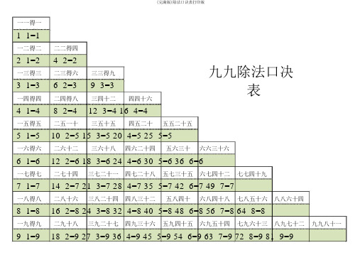 (完整版)除法口诀表打印版