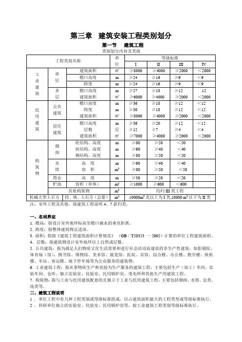 建筑安装工程类别划分